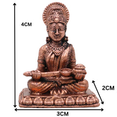 Copper Annapurna Idol, Handcrafted Tamra Annapurneshwari Devi Murti, Annada Annalakshmi Mini Vigraham for Pooja & Home Temple, Brown, 1.5 Inch, 1 Piece