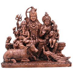 Copper Shivaparivar Idol, Handcrafted Shiva Family Vigraham Murti, Mahadev Parivar Moorti for Home Puja & Decor, Brown, 2.5 Inch, 1 Piece