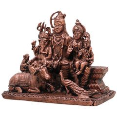 Copper Shivaparivar Idol, Handcrafted Shiva Family Vigraham Murti, Mahadev Parivar Moorti for Home Puja & Decor, Brown, 2.5 Inch, 1 Piece