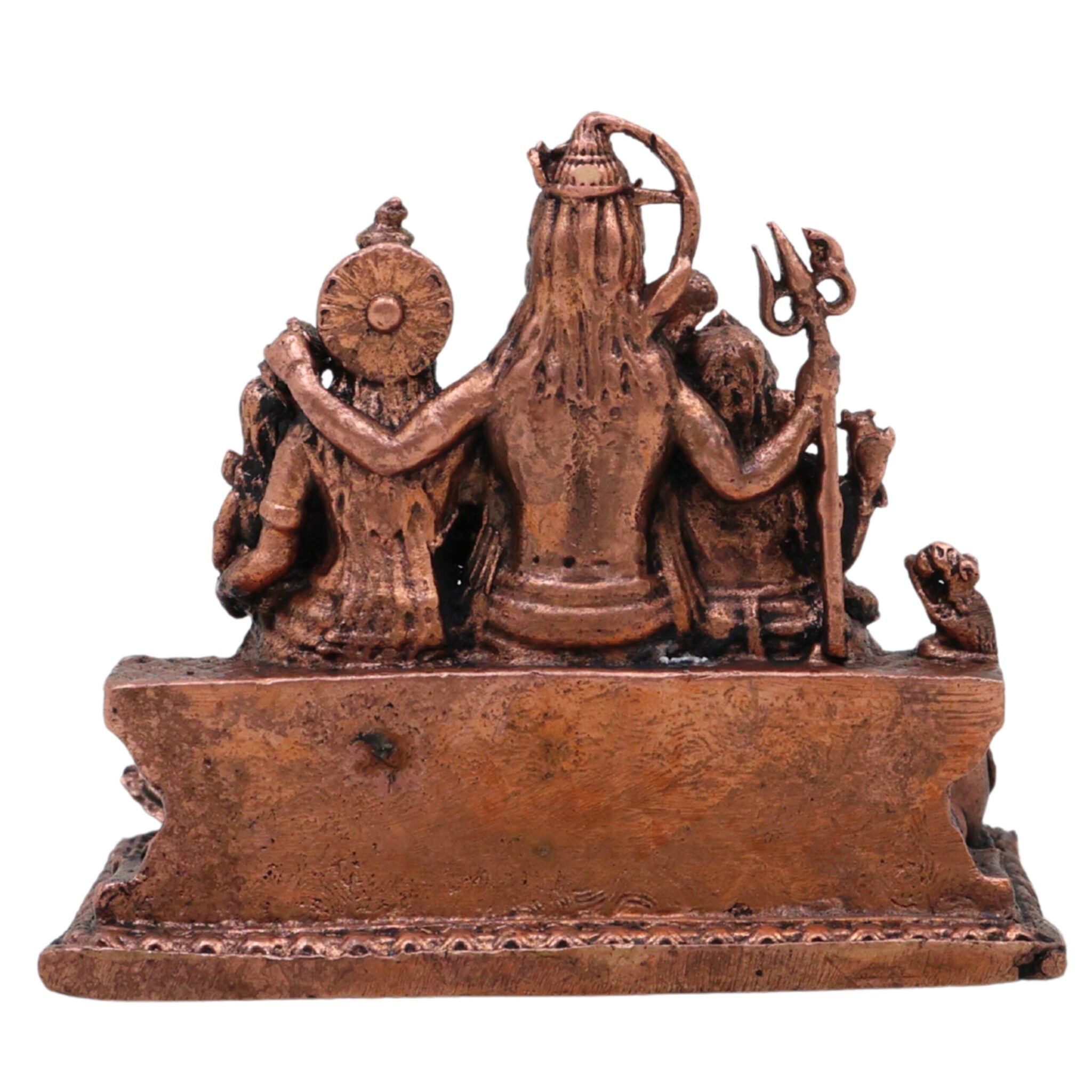 Copper Shivaparivar Idol, Handcrafted Shiva Family Vigraham Murti, Mahadev Parivar Moorti for Home Puja & Decor, Brown, 2.5 Inch, 1 Piece