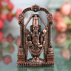 Copper Venkateshwara Balaji Idol, Sri Srinivasa Govinda Perumal Venkatachalapathy Murti for Home Puja Decor, Brown, 3 Inch, 1 Piece