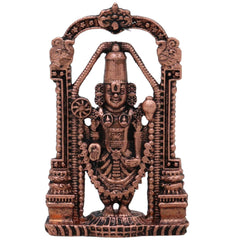 Copper Venkateshwara Balaji Idol, Sri Srinivasa Govinda Perumal Venkatachalapathy Murti for Home Puja Decor, Brown, 3 Inch, 1 Piece