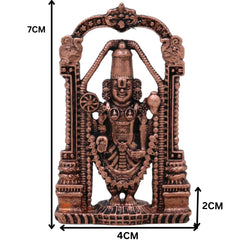Copper Venkateshwara Balaji Idol, Sri Srinivasa Govinda Perumal Venkatachalapathy Murti for Home Puja Decor, Brown, 3 Inch, 1 Piece