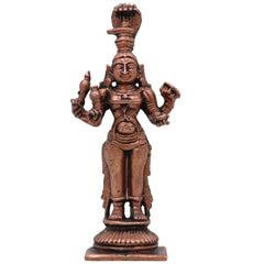 Copper Mariyamma Idol, Handcrafted Mariamman Mari Mata Mari Devi Vigraham, Tamraloha Puja Murti for Home Temple Decor, Brown, 3 Inch, 1 Piece