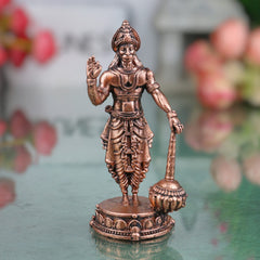 Copper Hanuman Idol, Tamra Anjaneya Vigraham, Bajrangbali Maruti Mahaveer Ramdoot Murti for Home Pooja & Decor, Brown, 3 Inch, 1 Piece