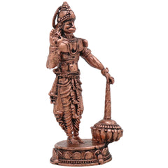 Copper Hanuman Idol, Tamra Anjaneya Vigraham, Bajrangbali Maruti Mahaveer Ramdoot Murti for Home Pooja & Decor, Brown, 3 Inch, 1 Piece