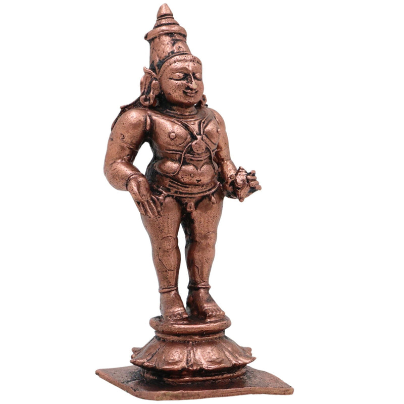 Copper Vitthal Idol, Handcrafted Vithoba Panduranga Murti, Tamra Pandharinath Vigraham for Home Puja Decor, Brown, 3 Inch, 1 Piece