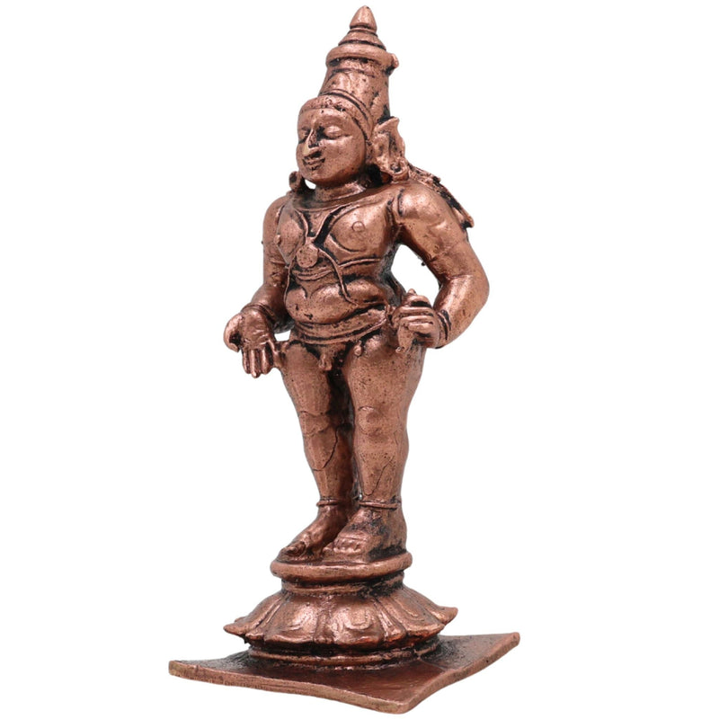 Copper Vitthal Idol, Handcrafted Vithoba Panduranga Murti, Tamra Pandharinath Vigraham for Home Puja Decor, Brown, 3 Inch, 1 Piece