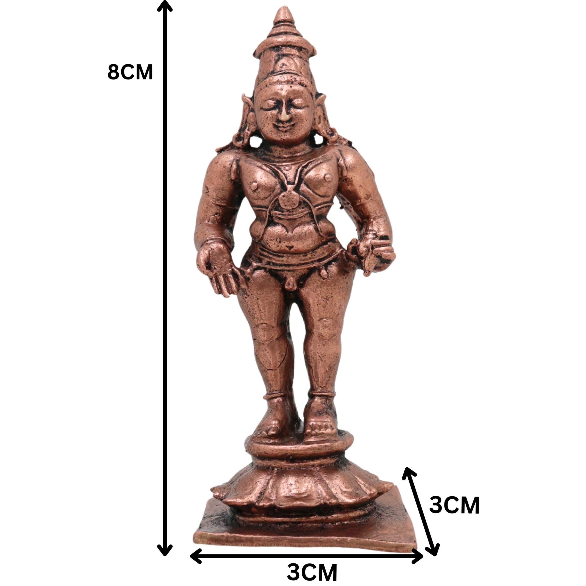 Copper Vitthal Idol, Handcrafted Vithoba Panduranga Murti, Tamra Pandharinath Vigraham for Home Puja Decor, Brown, 3 Inch, 1 Piece