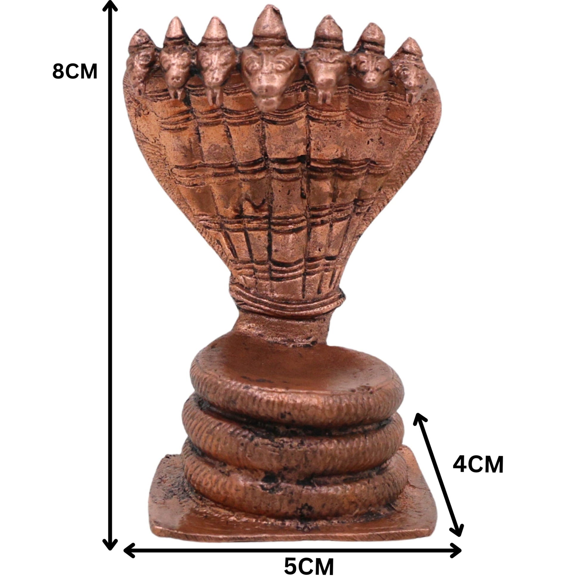 Copper Sheshnag Idol, Handcrafted Ananta Adi Shesha Nagraj Vigraha, Tamraloha Naga Devata Murti for Pooja & Home Decor, Brown, 3 Inch, 1 Piece