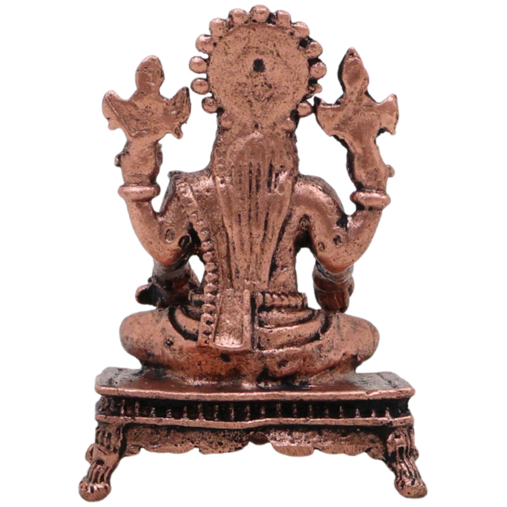 Copper Lakshmi Idol, Handcrafted Mahalakshmi Tamraloha Murti, Sri Devi Padmavati Kamala Vigraham for Pooja & Prosperity, Brown, 1.5 Inch, 1 Piece
