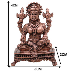 Copper Lakshmi Idol, Handcrafted Mahalakshmi Tamraloha Murti, Sri Devi Padmavati Kamala Vigraham for Pooja & Prosperity, Brown, 1.5 Inch, 1 Piece