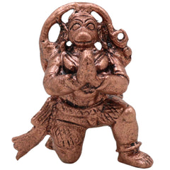 Copper Hanuman Idol, Handcrafted Anjaneya Maruti Bajrangbali Vigraham Ramdoot Pavanputra Murti for Puja Home Temple Decor, Brown, 1.5 Inch, 1 Piece