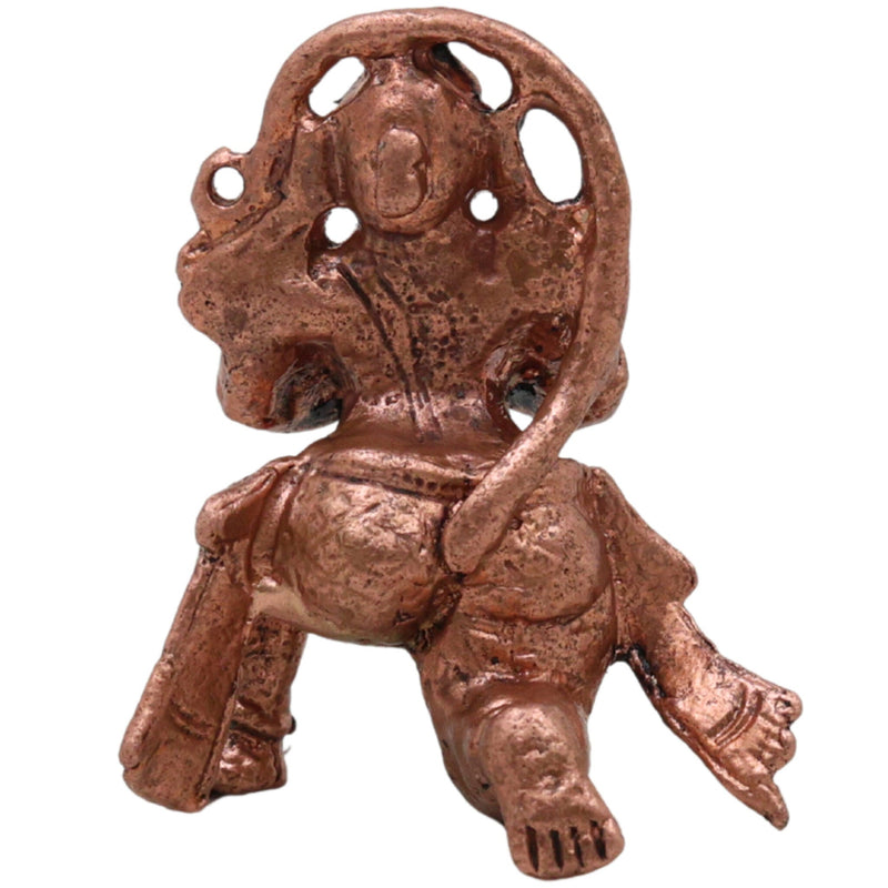 Copper Hanuman Idol, Handcrafted Anjaneya Maruti Bajrangbali Vigraham Ramdoot Pavanputra Murti for Puja Home Temple Decor, Brown, 1.5 Inch, 1 Piece
