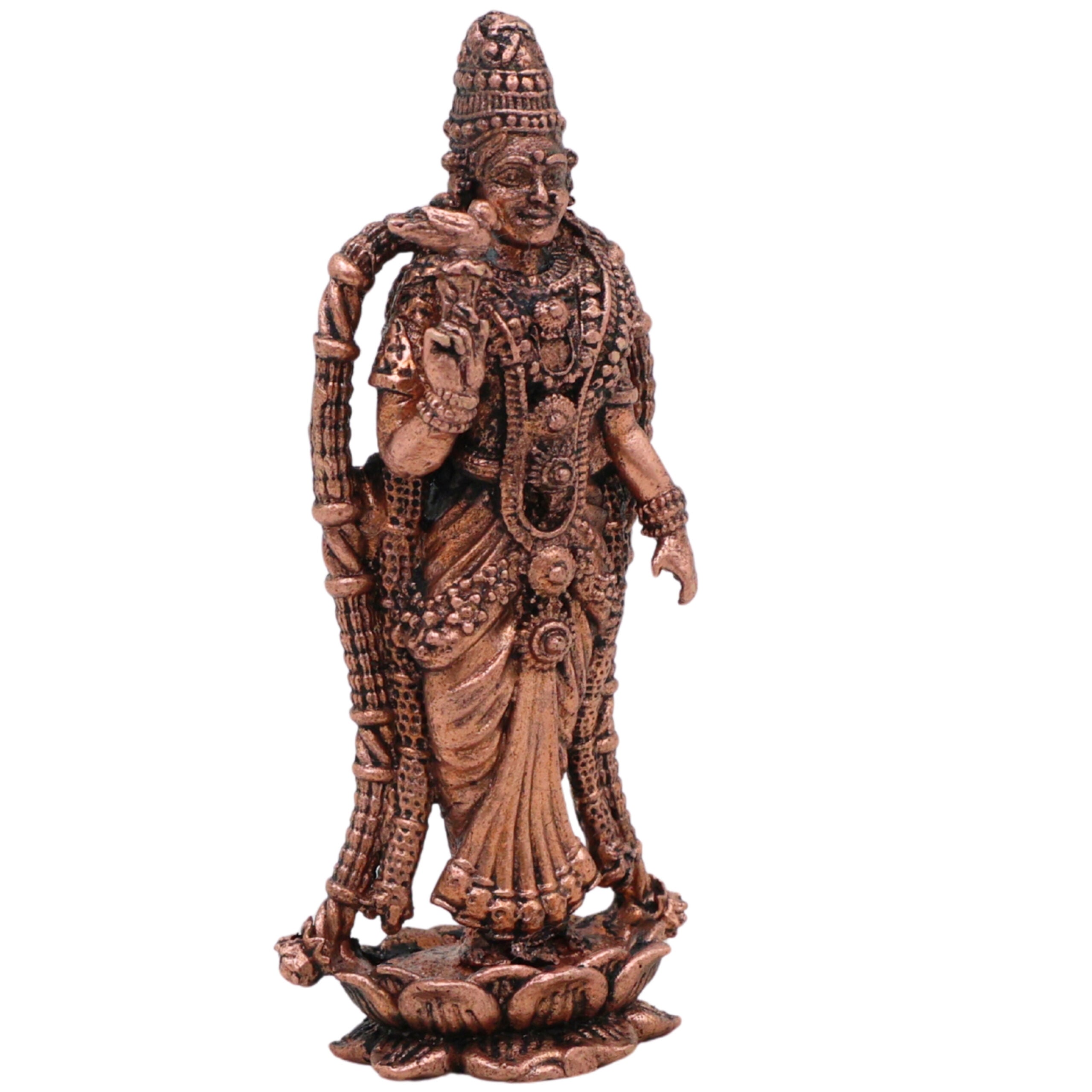 Copper Meenakshi Amman Idol, Meenatchi Meenalochani Devi Tamra Vigraham for Home Puja Decor, Brown, 8.5 Inch, 1 Piece