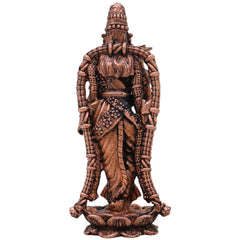 Copper Meenakshi Amman Idol, Meenatchi Meenalochani Devi Tamra Vigraham for Home Puja Decor, Brown, 8.5 Inch, 1 Piece