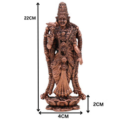 Copper Meenakshi Amman Idol, Meenatchi Meenalochani Devi Tamra Vigraham for Home Puja Decor, Brown, 8.5 Inch, 1 Piece