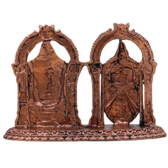 Copper Venkateshwara Balaji Idol with Lakshmi, Srinivasa Govinda Perumal Tamra Vigraham Murti for Home Puja Decor, Brown, 2 Inch, 1 Piece