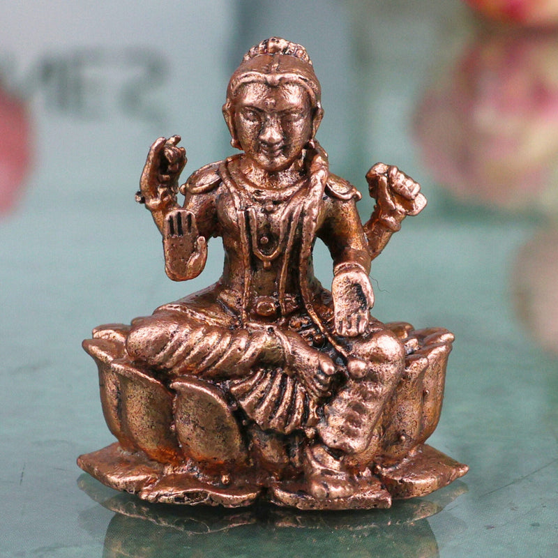 Copper Balambika Idol, Handcrafted Bala Ambika Bala Tripura Sundari Bala Devi Vigraham for Home Puja & Sacred Decor, Brown, 1 Inch, 1 Piece
