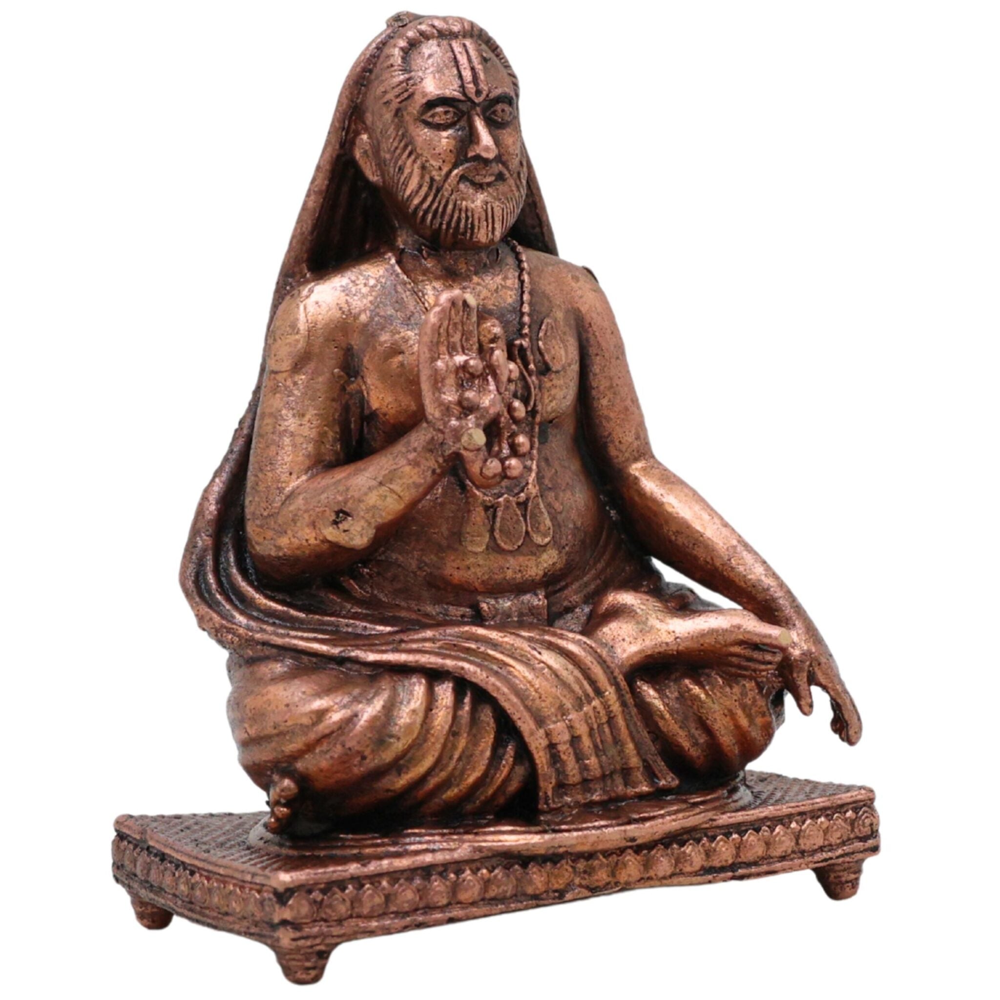 Copper Raghavendra Swamy Idol, Sri Guru Rayaru Mantralaya Vigraham,Tamra Raghavendra Swami Murti for Home Pooja & Decor, Brown, 3 Inch, 1 Piece