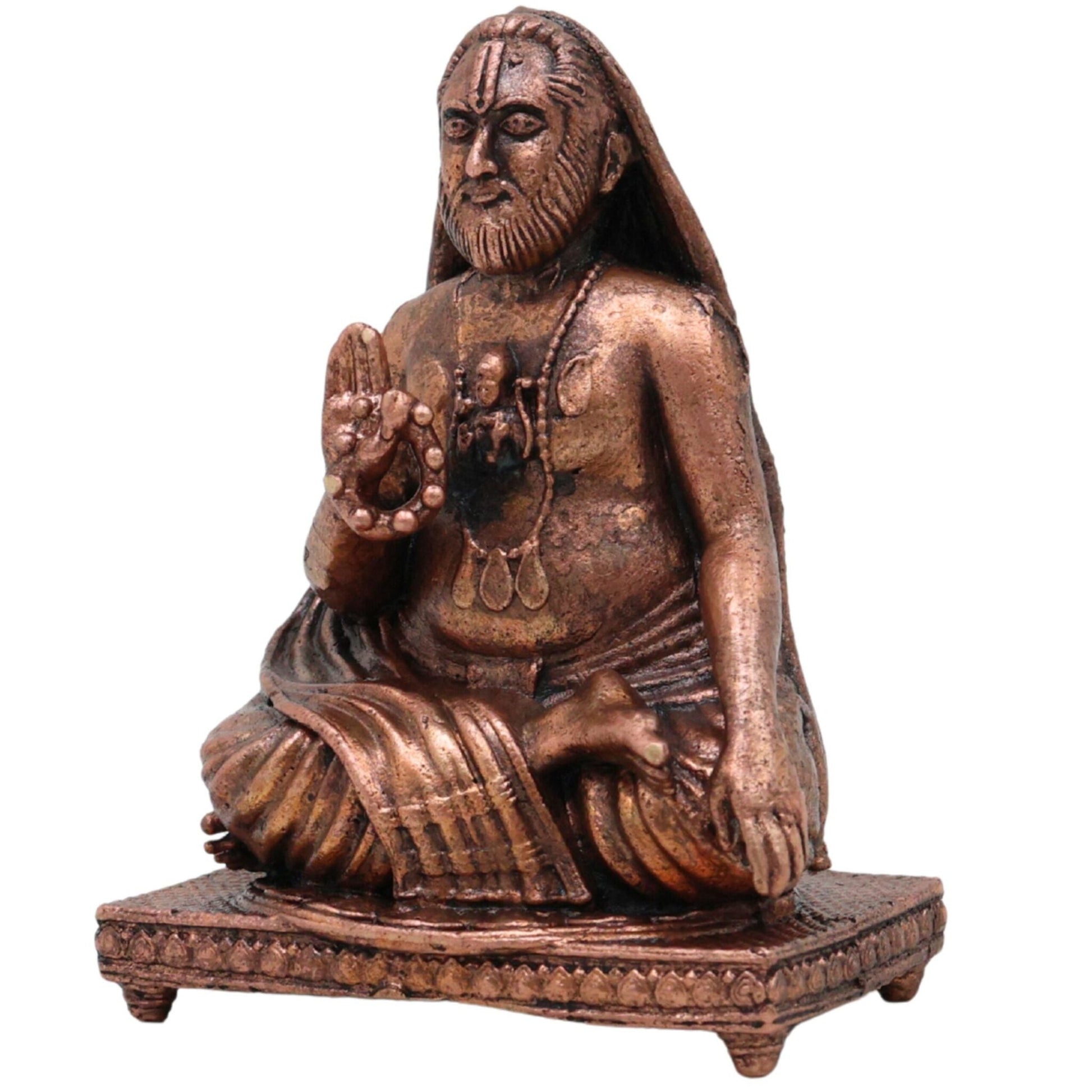 Copper Raghavendra Swamy Idol, Sri Guru Rayaru Mantralaya Vigraham,Tamra Raghavendra Swami Murti for Home Pooja & Decor, Brown, 3 Inch, 1 Piece