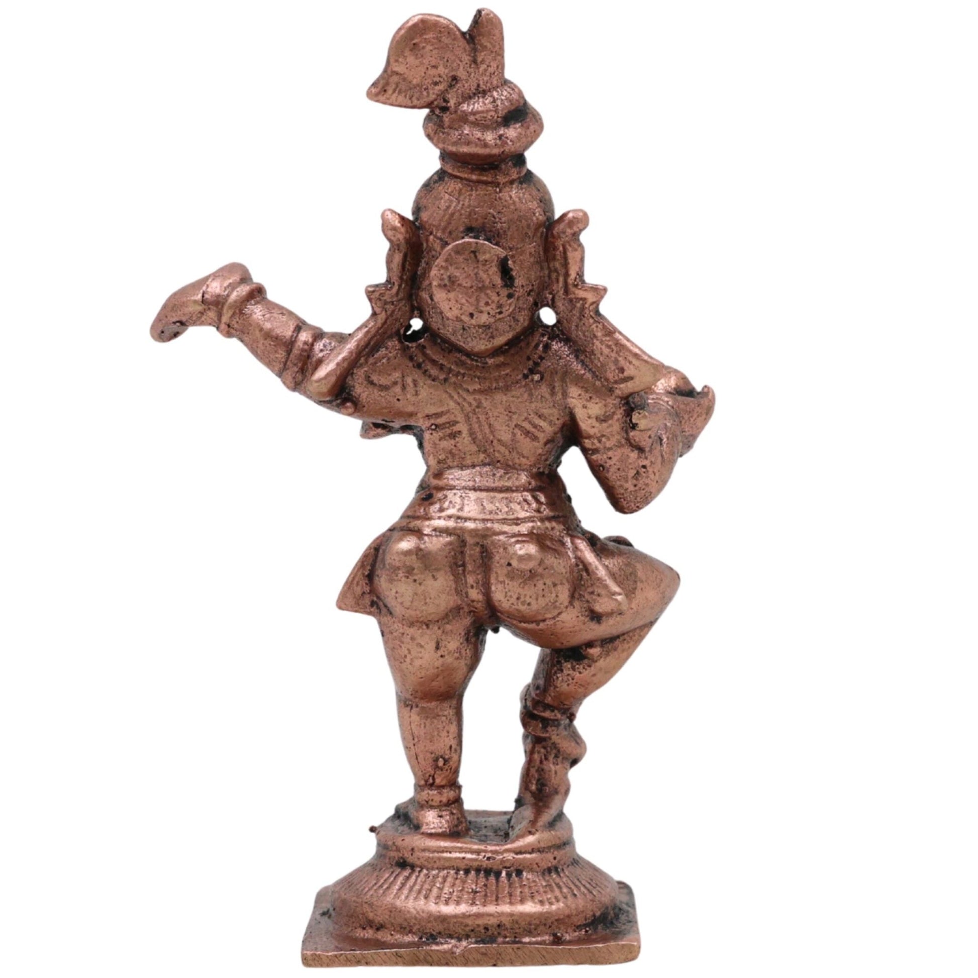 Copper Laddu Gopal Idol, Bala Krishna Bal Gopal Tamra Murti, Makhan Chor Bal Mukund Vigraha for Home Puja, Brown, 3.5 Inch, 1 Piece