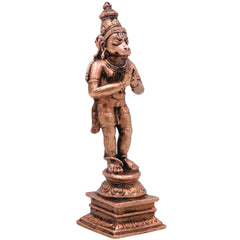 Copper Hanuman Idol,Tamra Anjaneya Maruti Bajrangbali Vigraham, Ramdoot Sankat Mochan Pooja Murti for Home Temple Decor, Brown, 4 Inch, 1 Piece