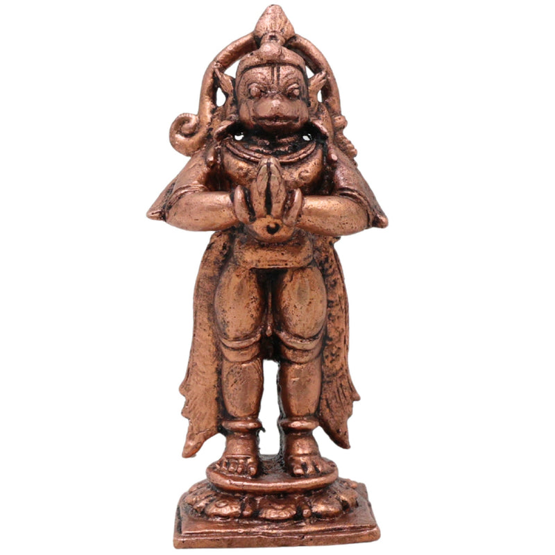 Copper Hanuman Idol,Handcrafted Tamra Anjaneya Murti, Bajrangbali Maruti Vigraham for Puja Home Decor & Gifting, Brown, 3 Inch, 1 Piece
