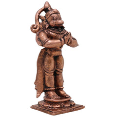 Copper Hanuman Idol,Handcrafted Tamra Anjaneya Murti, Bajrangbali Maruti Vigraham for Puja Home Decor & Gifting, Brown, 3 Inch, 1 Piece
