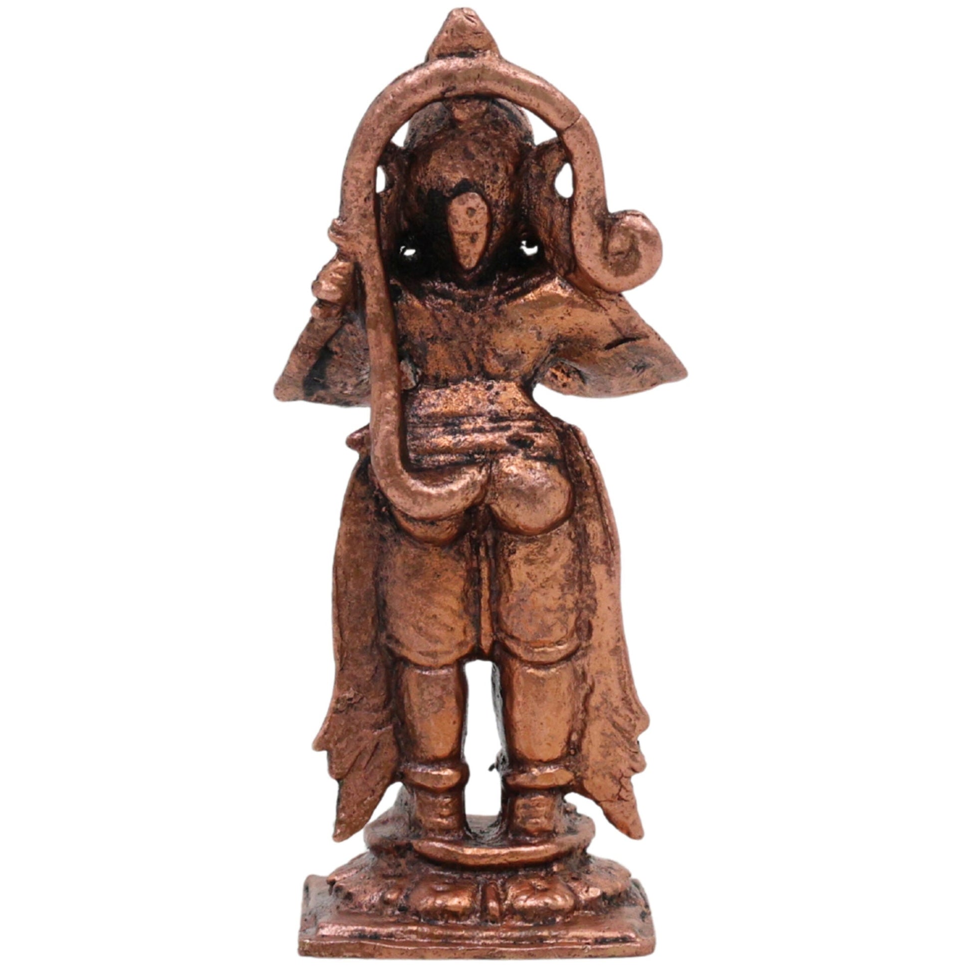 Copper Hanuman Idol,Handcrafted Tamra Anjaneya Murti, Bajrangbali Maruti Vigraham for Puja Home Decor & Gifting, Brown, 3 Inch, 1 Piece