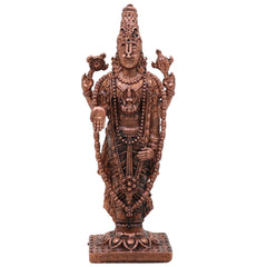 Copper Venkateshwara Balaji Idol, Srinivasa Govinda Perumal Vigraham,Tamra Murti for Home Puja & Spiritual Decor, Brown, 3 Inch, 1 Piece