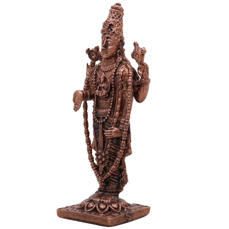 Copper Venkateshwara Balaji Idol, Srinivasa Govinda Perumal Vigraham,Tamra Murti for Home Puja & Spiritual Decor, Brown, 3 Inch, 1 Piece