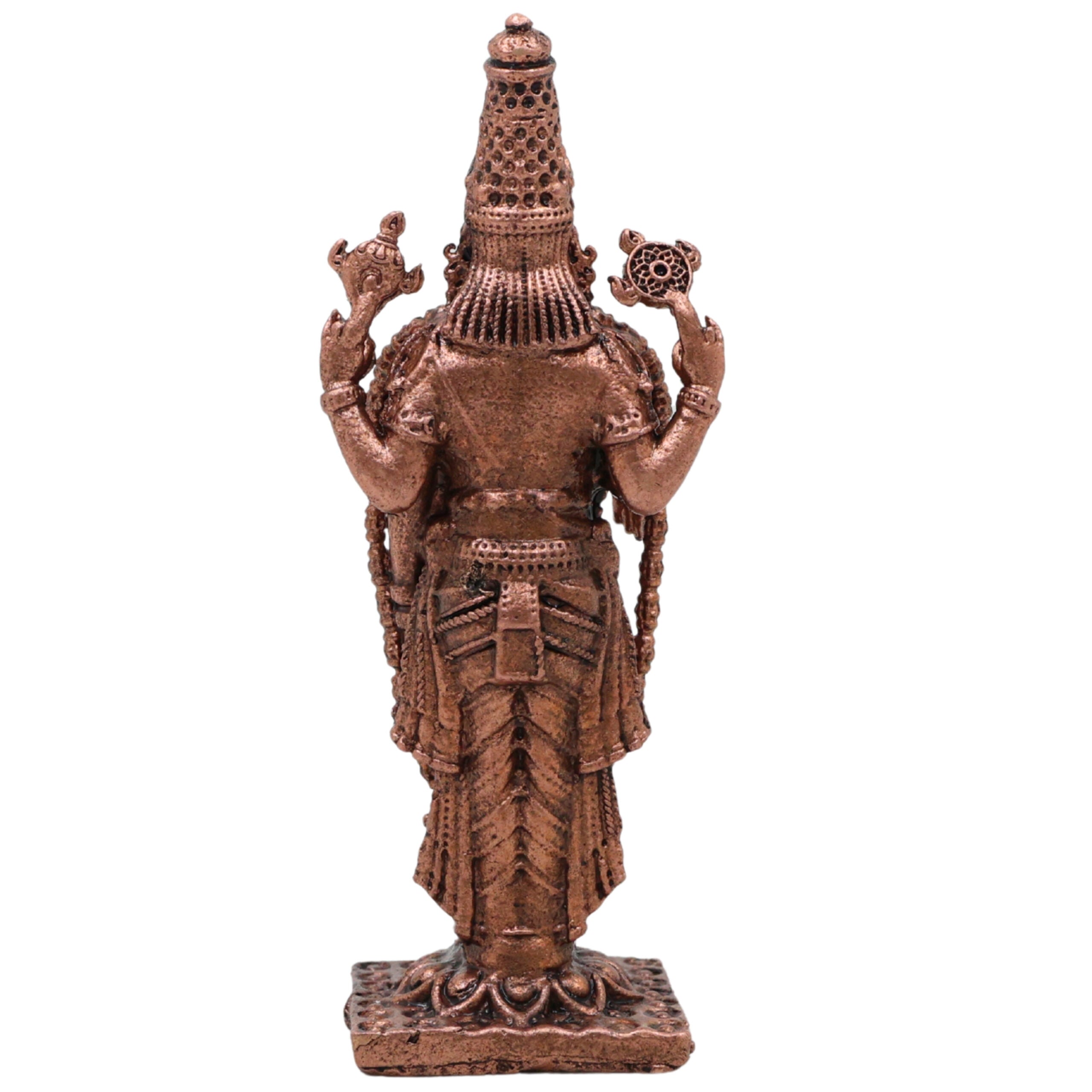 Copper Venkateshwara Balaji Idol, Srinivasa Govinda Perumal Vigraham,Tamra Murti for Home Puja & Spiritual Decor, Brown, 3 Inch, 1 Piece