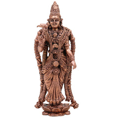 Copper Meenakshi Amman Idol, Handcrafted Meenatchi Meenalochani Sundareswari Tamra Vigraham for Home Pooja & Decor, Brown, 3 Inch, 1 Piece