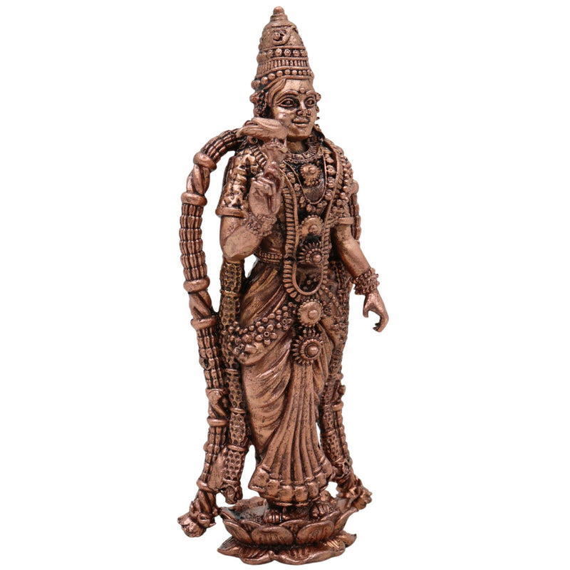 Copper Meenakshi Amman Idol, Handcrafted Meenatchi Meenalochani Sundareswari Tamra Vigraham for Home Pooja & Decor, Brown, 3 Inch, 1 Piece
