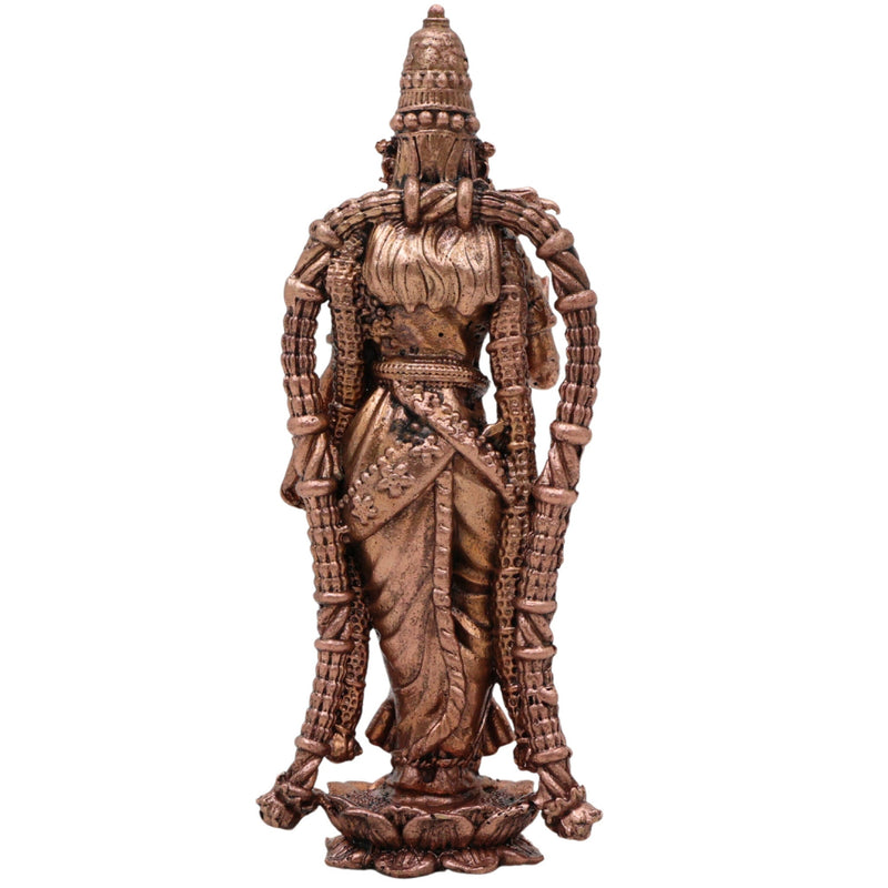 Copper Meenakshi Amman Idol, Handcrafted Meenatchi Meenalochani Sundareswari Tamra Vigraham for Home Pooja & Decor, Brown, 3 Inch, 1 Piece