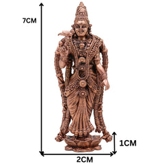 Copper Meenakshi Amman Idol, Handcrafted Meenatchi Meenalochani Sundareswari Tamra Vigraham for Home Pooja & Decor, Brown, 3 Inch, 1 Piece