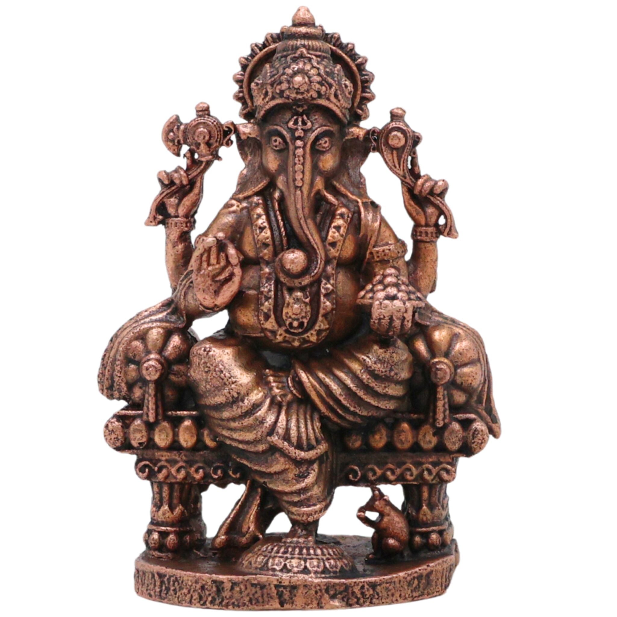 Copper Ganesha Idol, Tamra Vinayaka Ganapati Vigraham, Siddhivinayaka Murti for Puja, Home Decor & Gifts , Brown, 2.5 Inch, 1 Piece