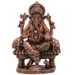 Copper Ganesha Idol, Tamra Vinayaka Ganapati Vigraham, Siddhivinayaka Murti for Puja, Home Decor & Gifts , Brown, 2.5 Inch, 1 Piece