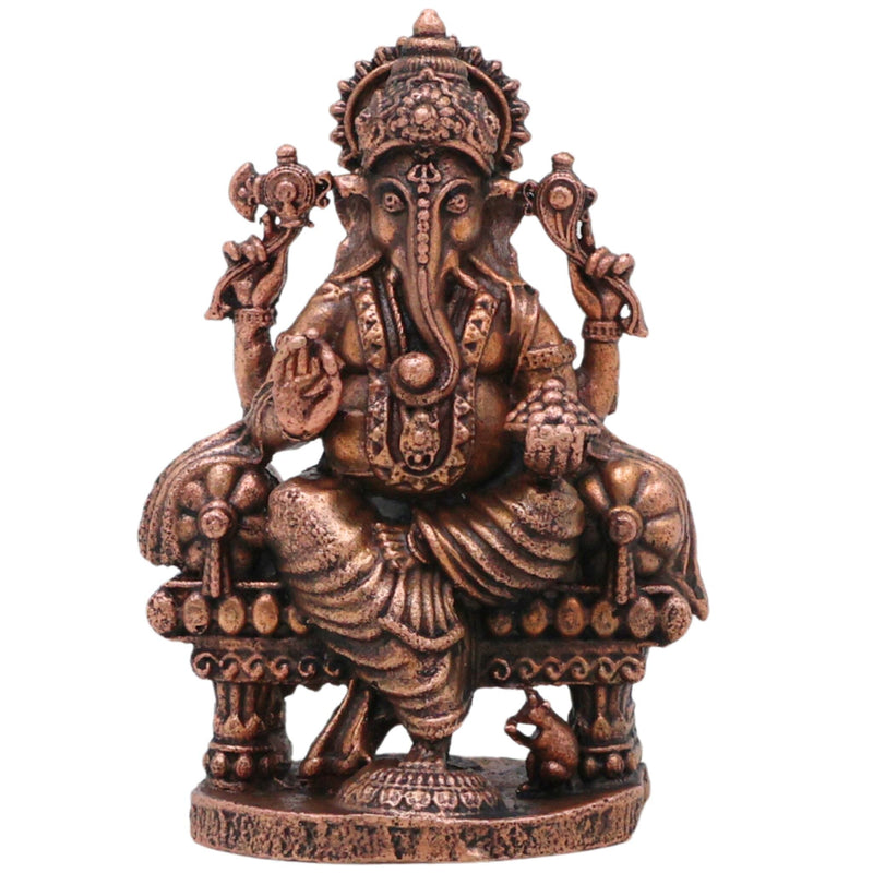 Copper Ganesha Idol, Tamra Vinayaka Ganapati Vigraham, Siddhivinayaka Murti for Puja, Home Decor & Gifts , Brown, 2.5 Inch, 1 Piece