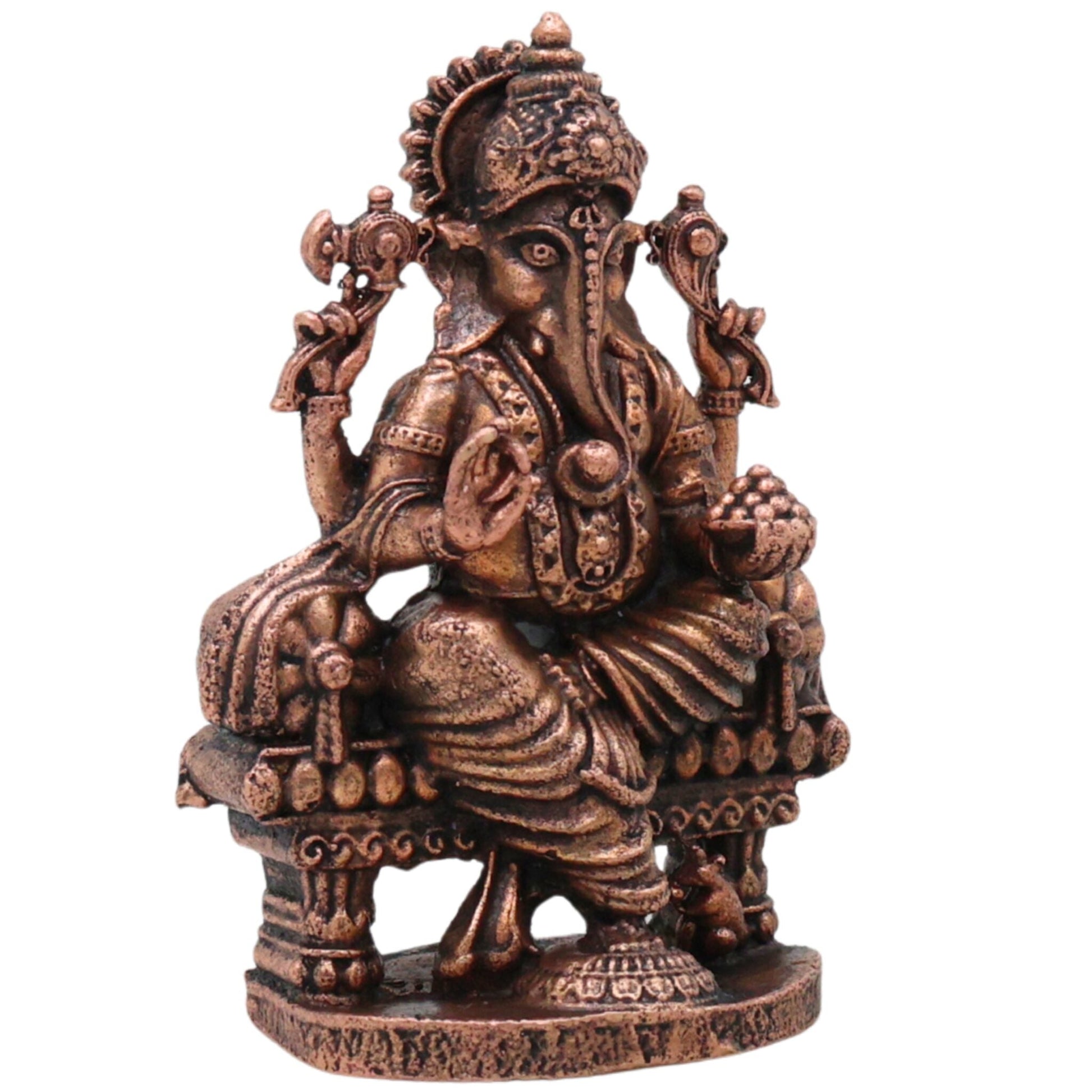 Copper Ganesha Idol, Tamra Vinayaka Ganapati Vigraham, Siddhivinayaka Murti for Puja, Home Decor & Gifts , Brown, 2.5 Inch, 1 Piece