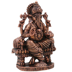 Copper Ganesha Idol, Tamra Vinayaka Ganapati Vigraham, Siddhivinayaka Murti for Puja, Home Decor & Gifts , Brown, 2.5 Inch, 1 Piece