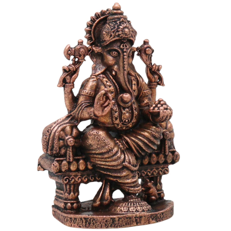 Copper Ganesha Idol, Tamra Vinayaka Ganapati Vigraham, Siddhivinayaka Murti for Puja, Home Decor & Gifts , Brown, 2.5 Inch, 1 Piece