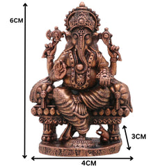 Copper Ganesha Idol, Tamra Vinayaka Ganapati Vigraham, Siddhivinayaka Murti for Puja, Home Decor & Gifts , Brown, 2.5 Inch, 1 Piece