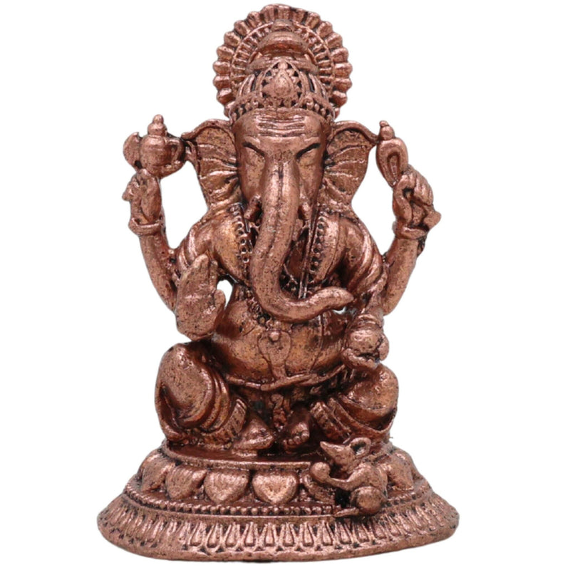 Copper Ganesha Idol, Tamra Ganapati Vinayaka Vigraham, Vighneshwara Ekadanta Murti for Home Puja Decor & Gifts, Brown, 2 Inch, 1 Piece