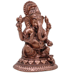 Copper Ganesha Idol, Tamra Ganapati Vinayaka Vigraham, Vighneshwara Ekadanta Murti for Home Puja Decor & Gifts, Brown, 2 Inch, 1 Piece