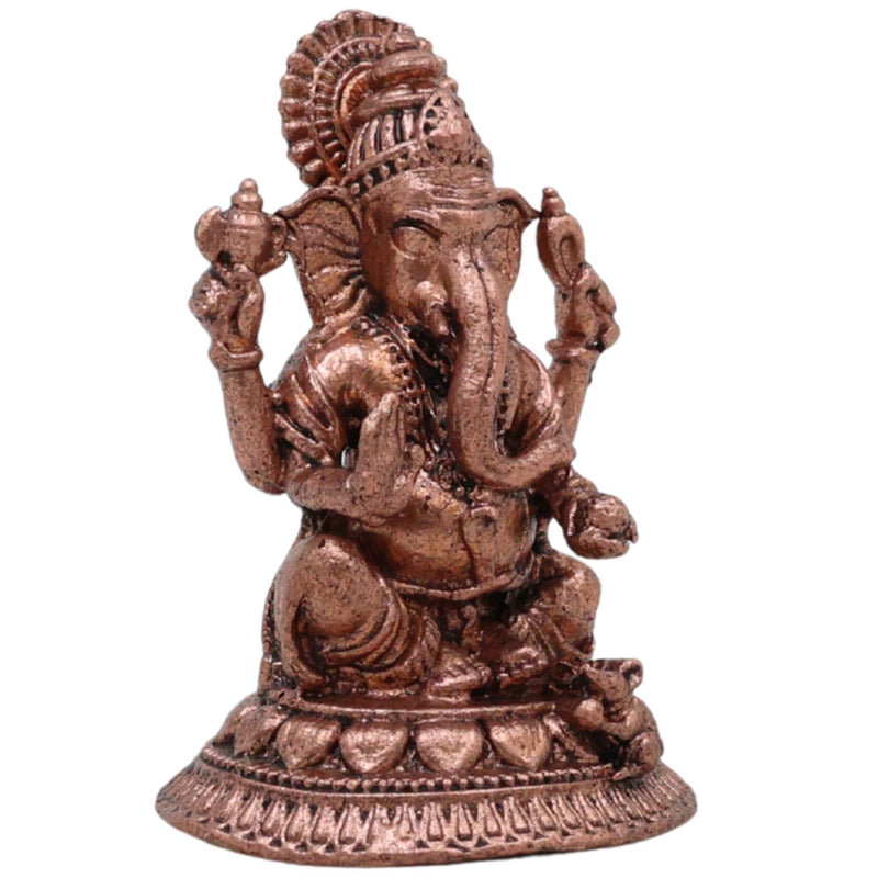 Copper Ganesha Idol, Tamra Ganapati Vinayaka Vigraham, Vighneshwara Ekadanta Murti for Home Puja Decor & Gifts, Brown, 2 Inch, 1 Piece