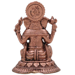 Copper Ganesha Idol, Tamra Ganapati Vinayaka Vigraham, Vighneshwara Ekadanta Murti for Home Puja Decor & Gifts, Brown, 2 Inch, 1 Piece