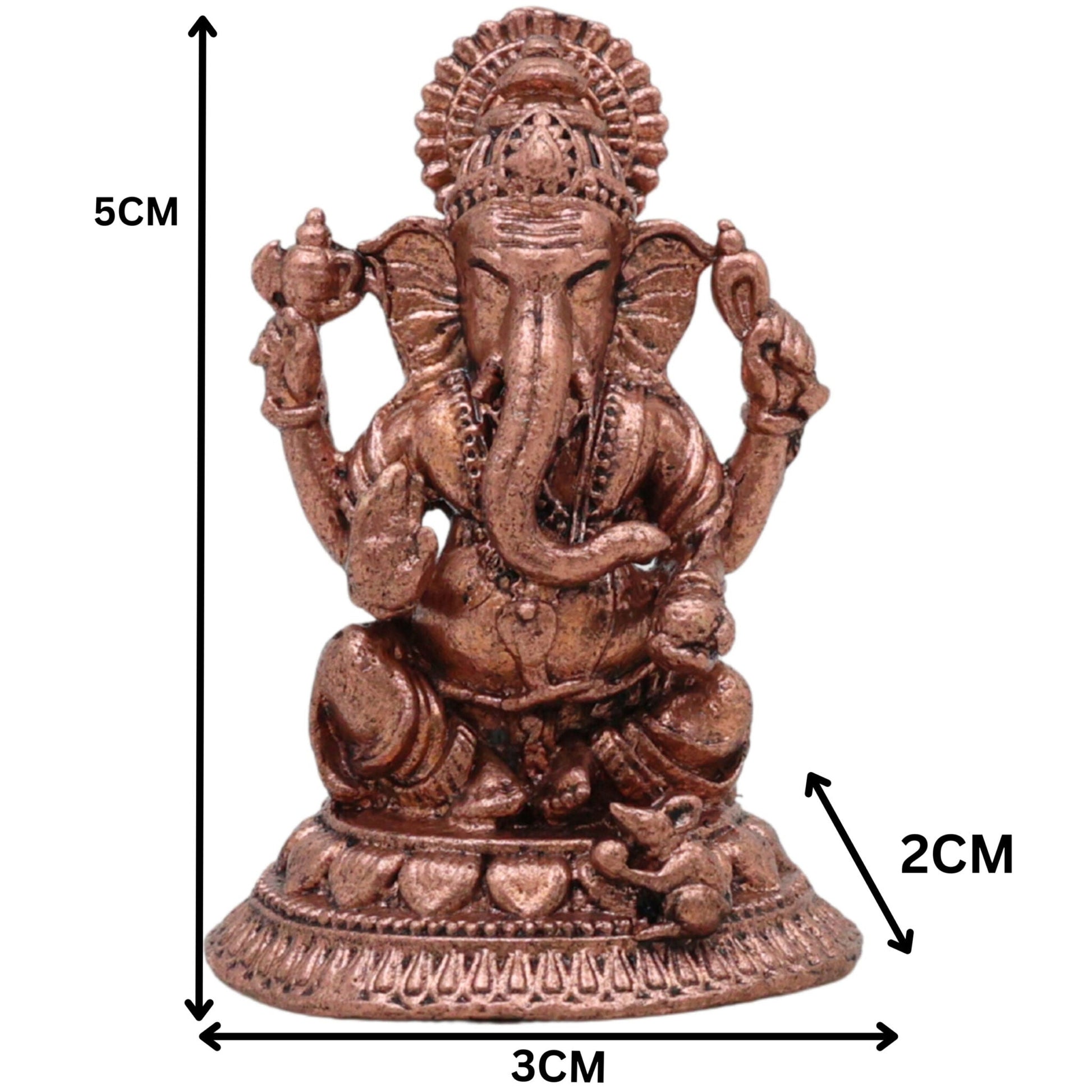 Copper Ganesha Idol, Tamra Ganapati Vinayaka Vigraham, Vighneshwara Ekadanta Murti for Home Puja Decor & Gifts, Brown, 2 Inch, 1 Piece