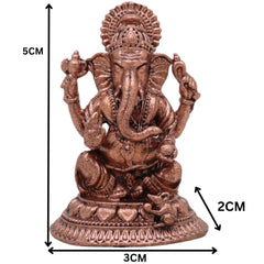 Copper Ganesha Idol, Tamra Ganapati Vinayaka Vigraham, Vighneshwara Ekadanta Murti for Home Puja Decor & Gifts, Brown, 2 Inch, 1 Piece